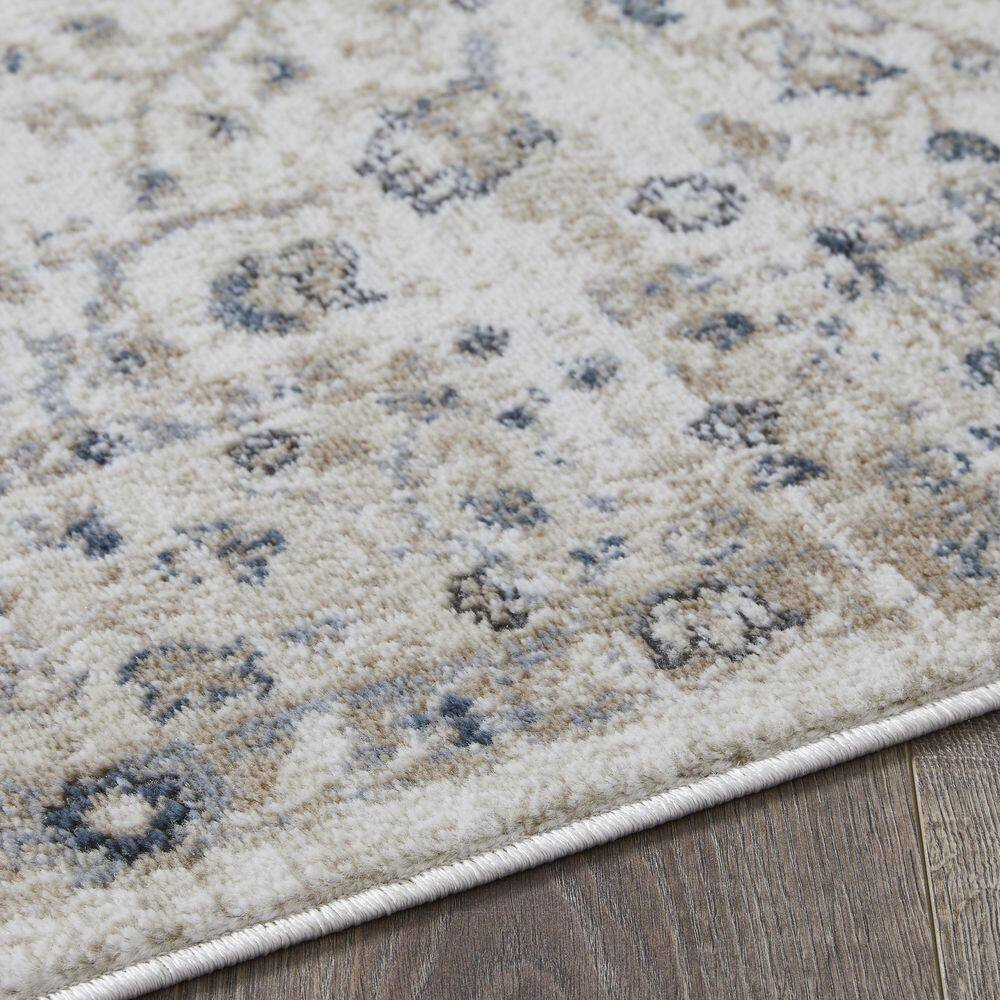 Kehleigh Oviel Cream 9 ft. 10 in. x 12 ft. 10 in. Oriental Polypropylene Indoor Area Rug