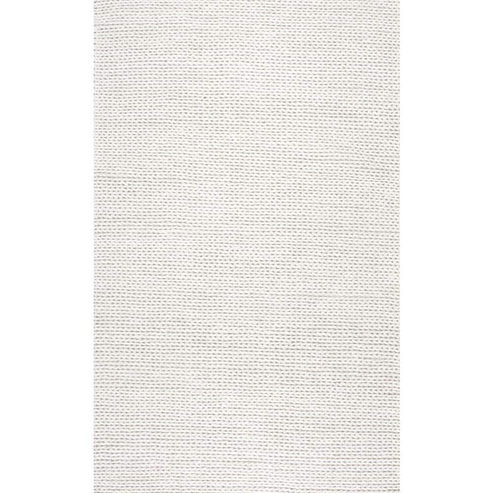 nuLOOM 3x5 Penelope Wool Braided Handmade Area Rug, Off White, Solid Rustic Farmhouse Style, For Bedroom, Living Room, Hallway, Entryway