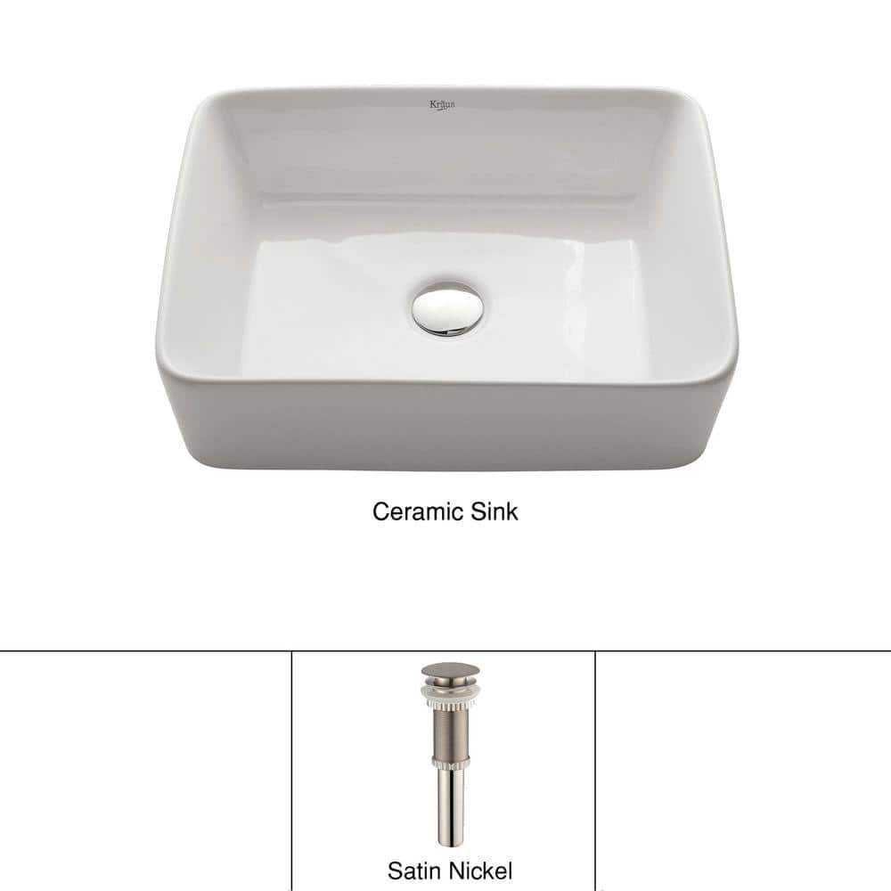 Ceramic Rectangular Vessel Bathroom Sink