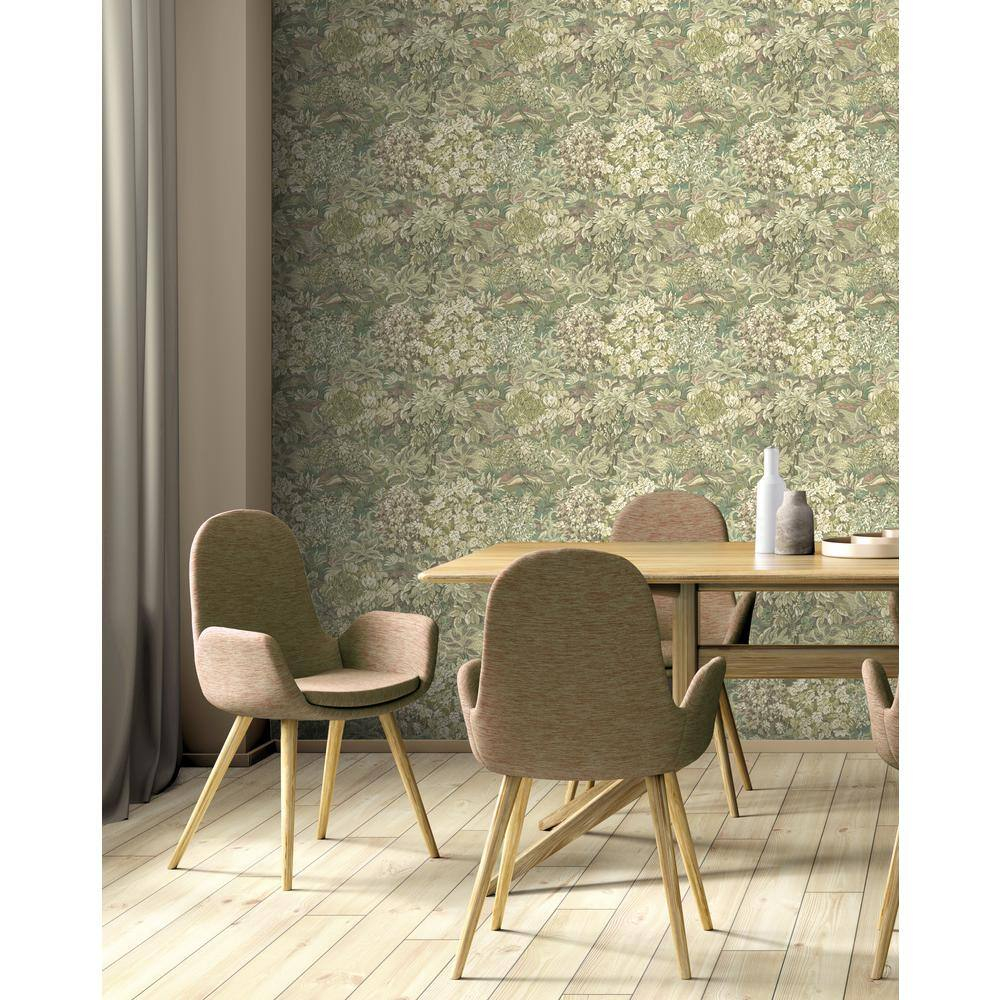 Multicolor Textured Non-Woven Floral Foliage Wallpaper, Double Roll