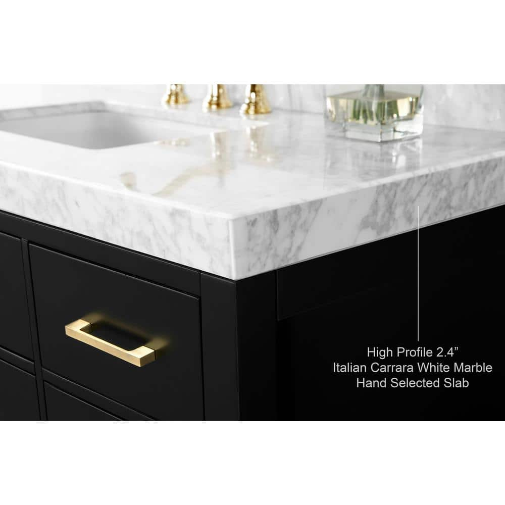 Elizabeth 60'' Black Onyx Double Vanity with Marble Top