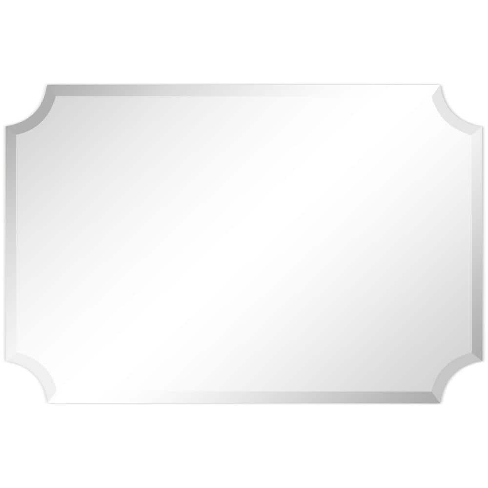 Empire Art Direct Frameless Rectangle Scalloped Beveled Wall Mirror - Clear 24 in. x 0.39 in. x 36 in.