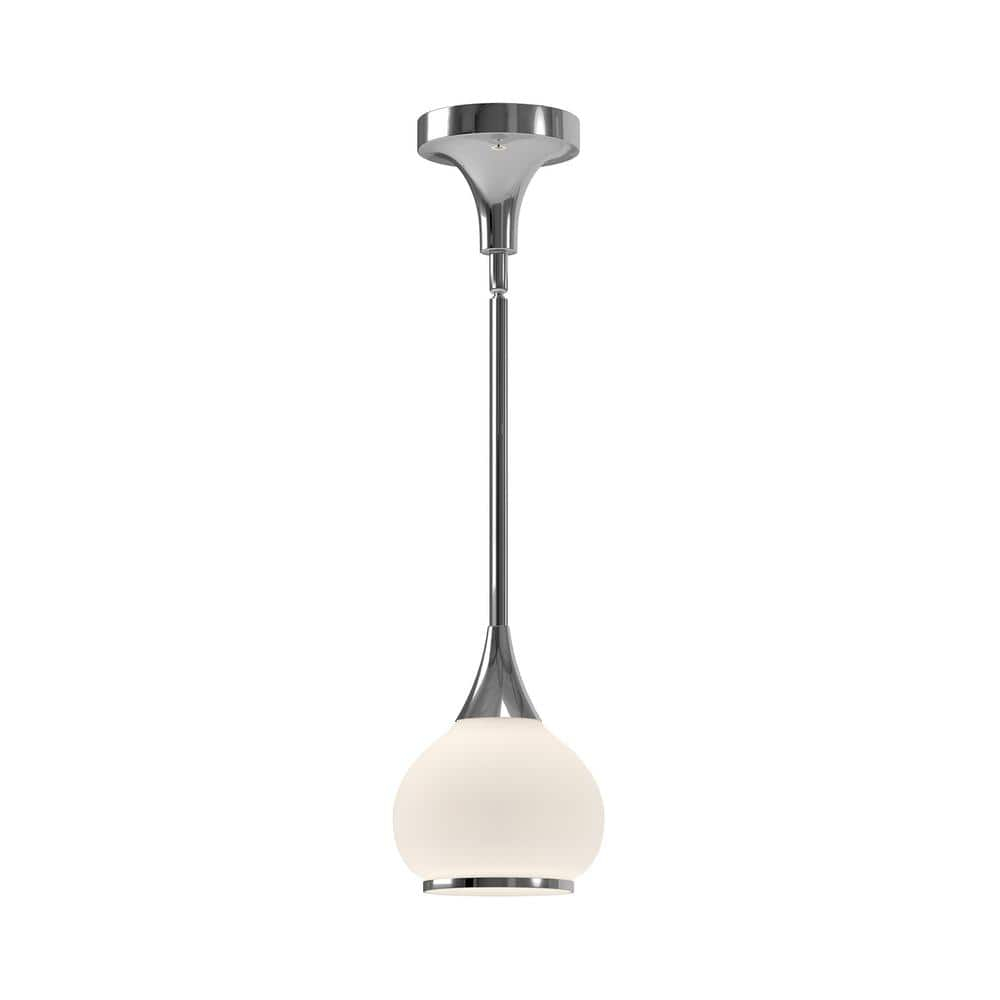 Waldo Mini Bowl Pendant Light in Matte Black and Chrome Finish