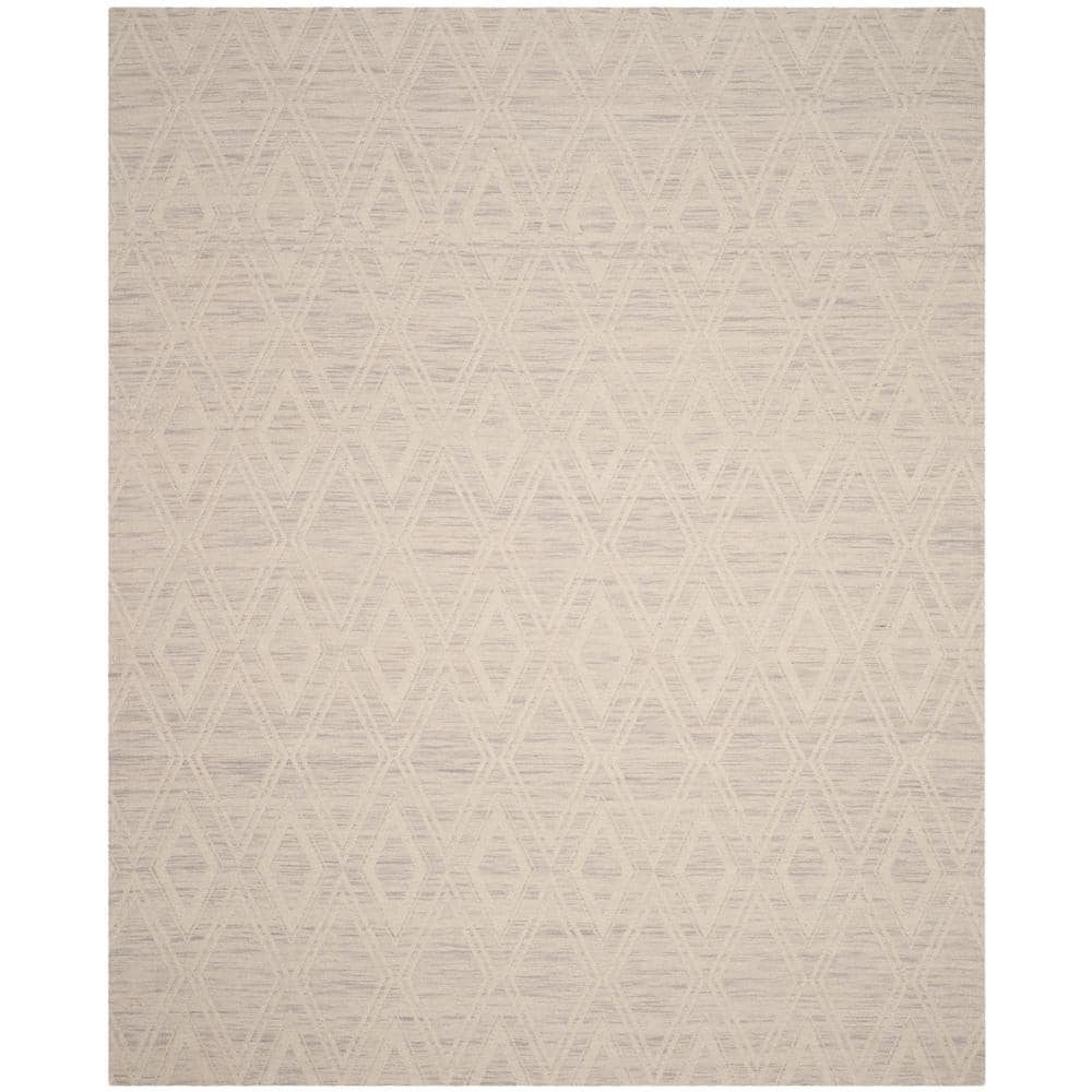 SAFAVIEH Marbella Alicia Geometric Diamonds Wool Area Rug, Silver/Ivory, 10' x 14'