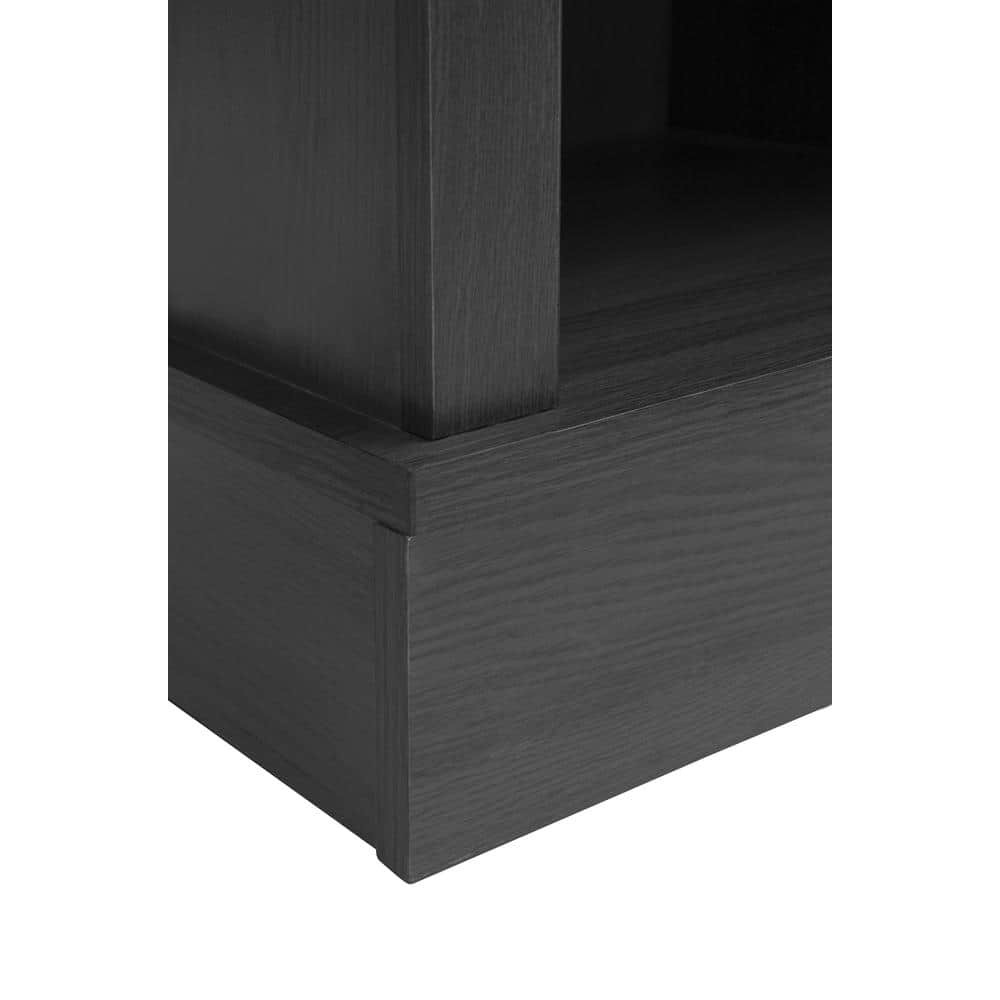 58 in. TV Stand for TVs up to 65 in. With 23 in. Embedded Electric Fireplace and Sliding Barn Door in Dark Gray