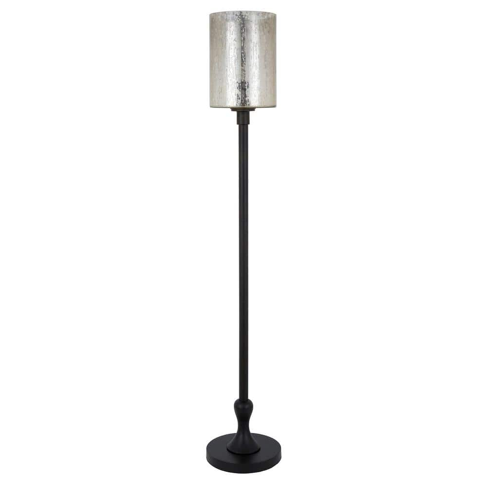 Numit 68.75" Tall Floor Lamp with Glass Shade in Brass/Mercury Glass