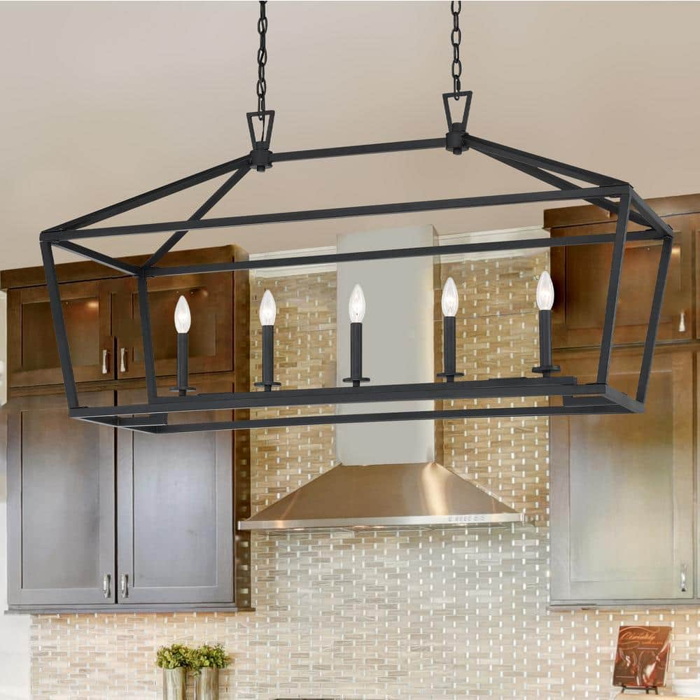Savoy House 1-324-5-89 Townsend 5 Light Linear Chandelier in a Matte Black Finish (44" W x 23.5" H)