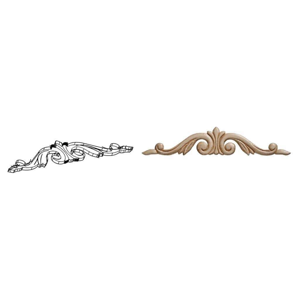 Ornamental Mouldings 2.25'' H x 12'' W x 0.22'' D Wood Onlay Scroll