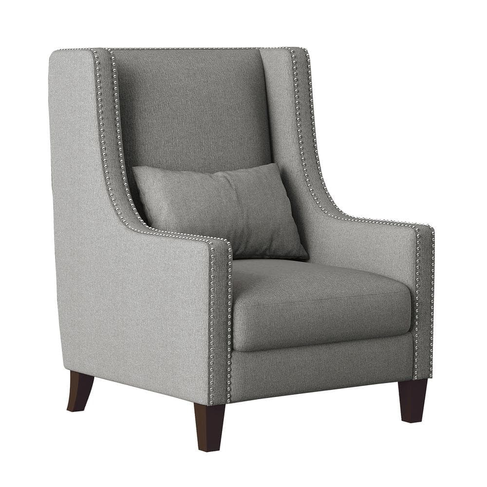 Lexicon Keller Upholstered Wingback Chair in Light Gray