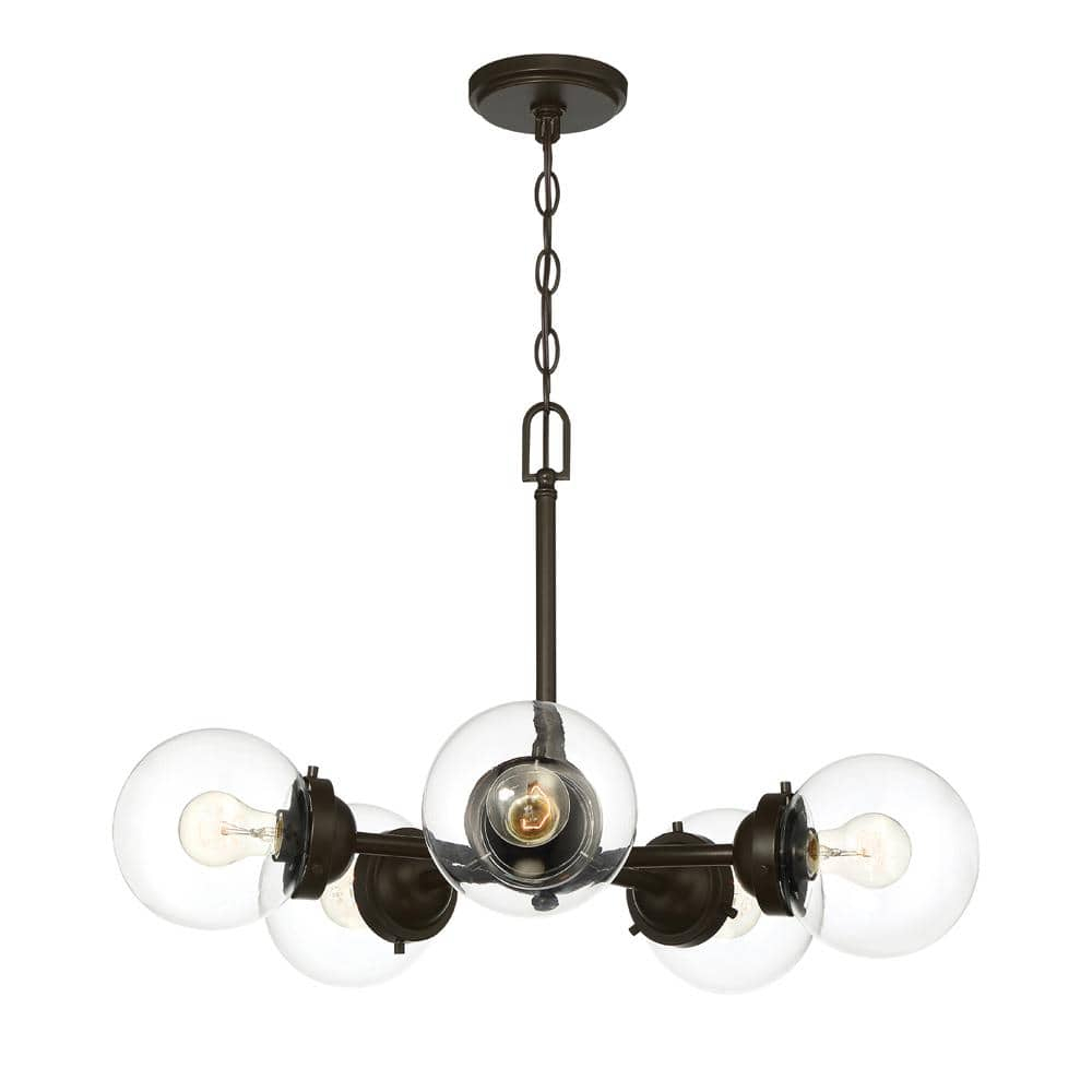 95985-ORB Knoll - Five Light Chandelier, Oil Rubbed Finish with Clear Glass