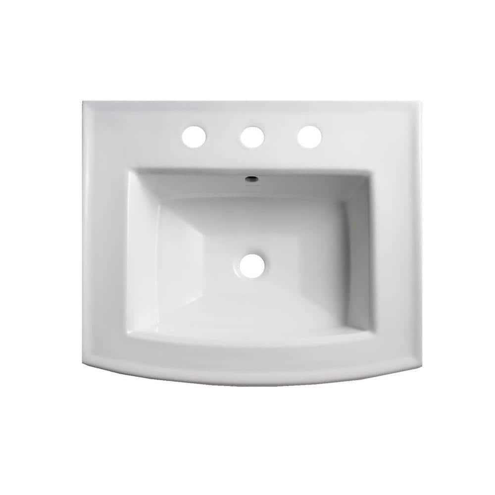 Archer® Vitreous China Rectangular Pedestal Bathroom Sink with Overflow