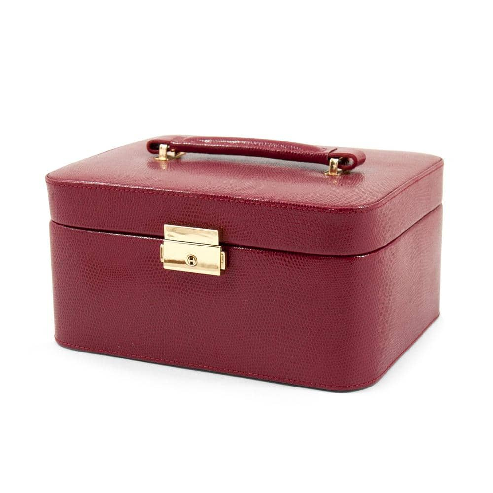 Bey-Berk International  Red Lizard Leather Jewelry Box for 3 Watches