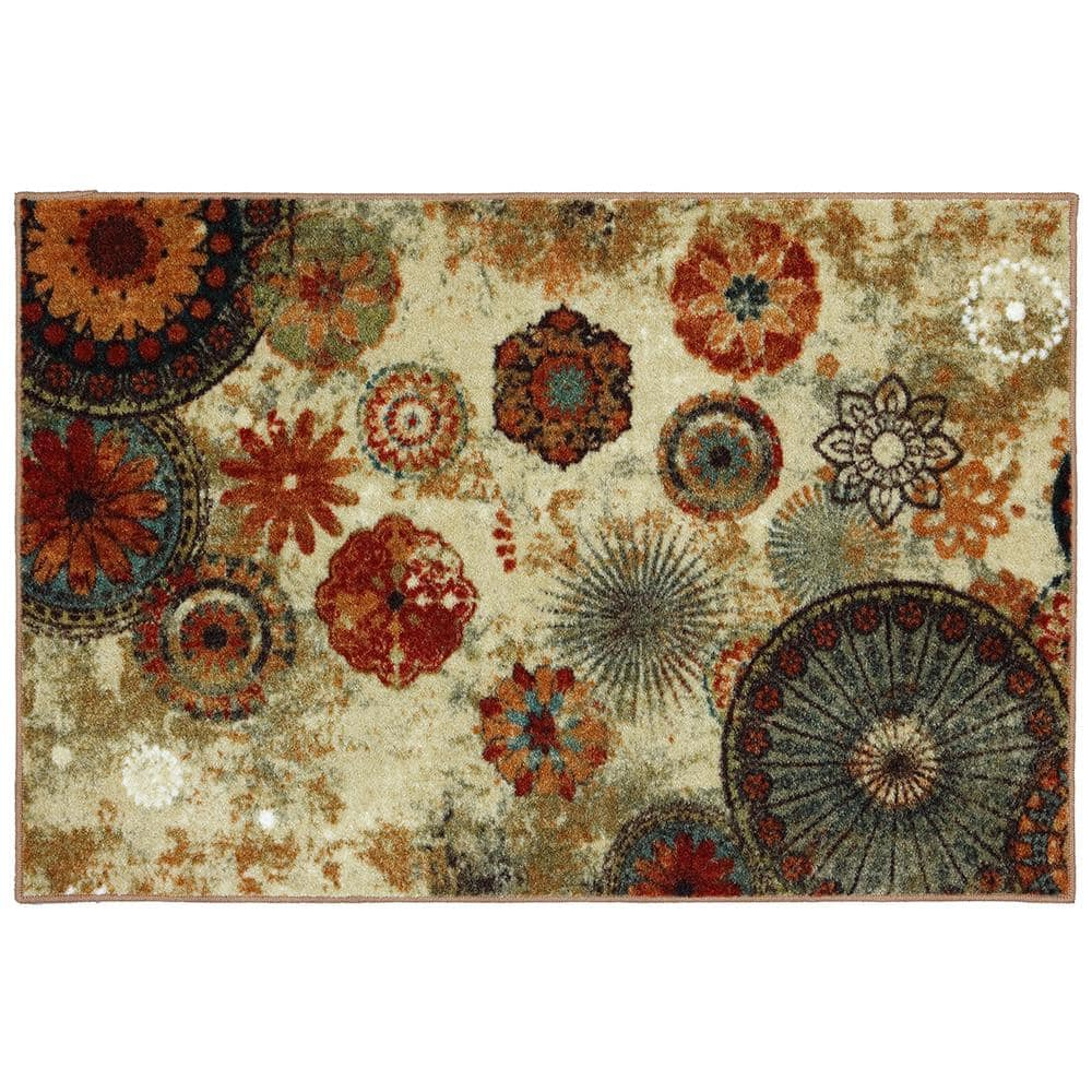 Caravan Blue Medallion Easy-Care Synthetic Rectangular Rug