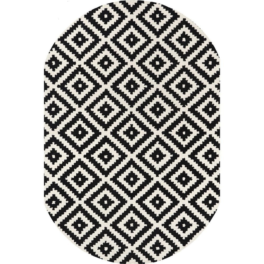 Kellee Contemporary Black Doormat 3 ft. x 5 ft. Indoor Oval Area Rug