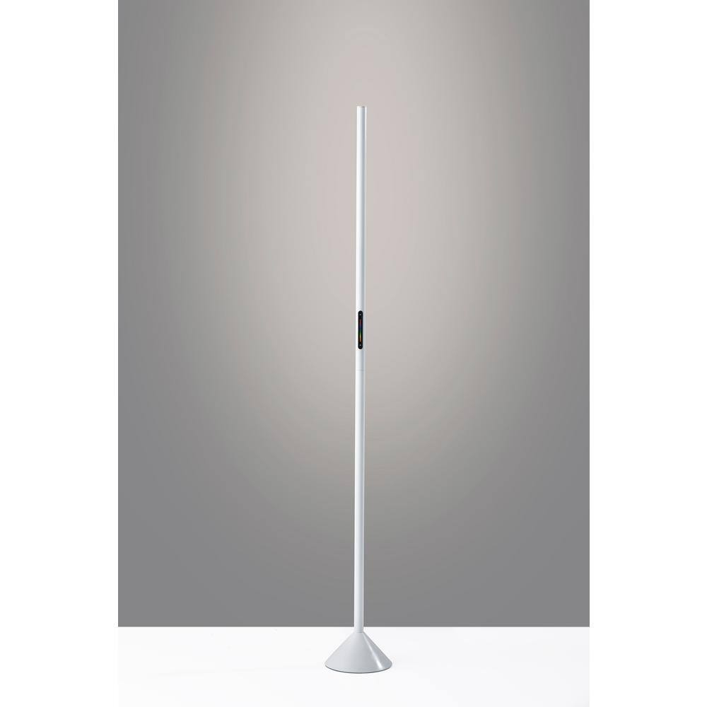 Matte White LED Floor Lamp with Slide Dimmer and RGB Switch