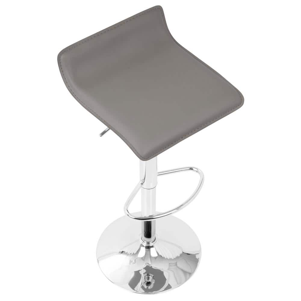 Ale Contemporary Adjustable Barstool in Grey PU Leather by LumiSource - Set of 2