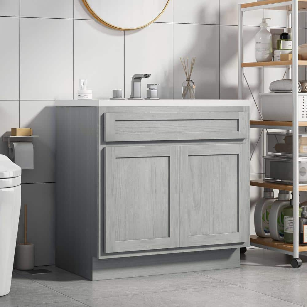 Vanity Art 39 Inch Double Shutter Door Bathroom Vanity Base Cabinet with Soft Closing Shaker Drawer, Strudy Floor Mount Storage Cabinet Organizer for Bedroom, Living Room, Kitchen, VA4039-S