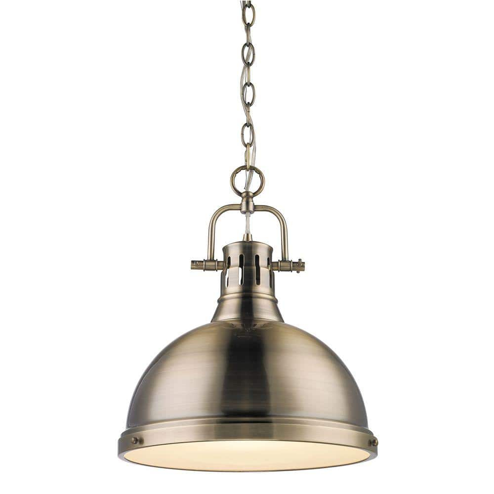 CodYinFI 3602-L AB-AB Pendant with Aged Brass Shades, Aged Brass Finish