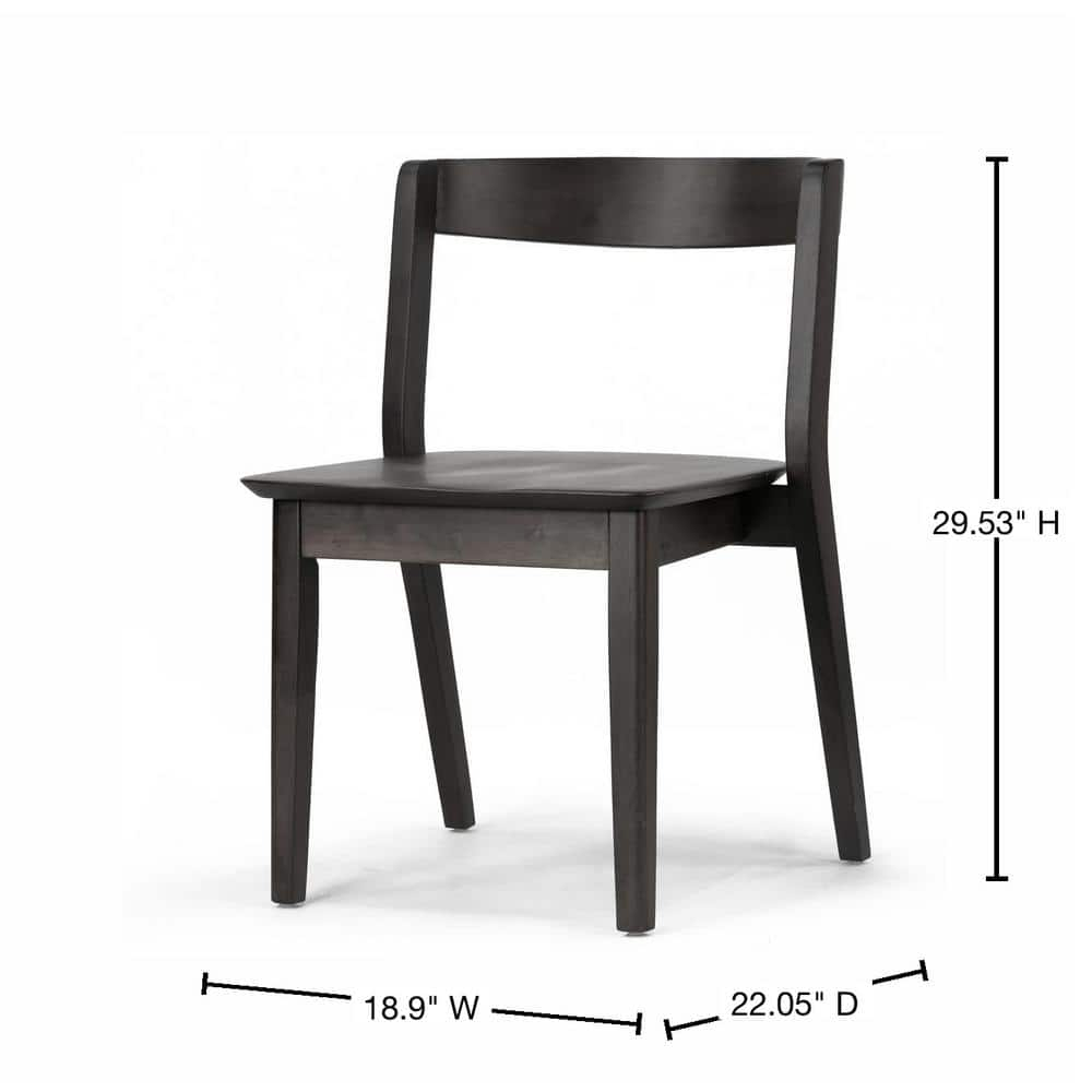 Glamour Home Astor 17.52" Wood Chairs with Curved Back in Black (Set of 2)
