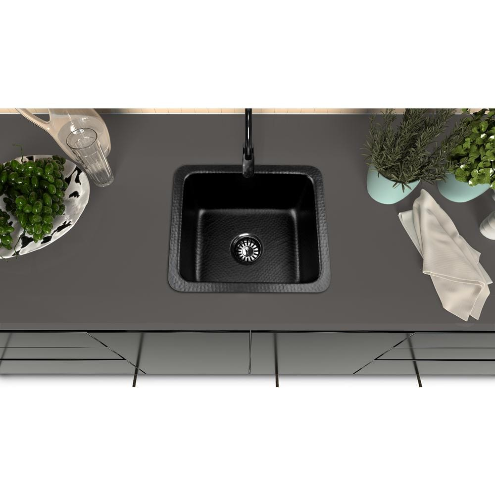 Matte Black Hand Hammered Solid Surface Rectangular Bar Sink
