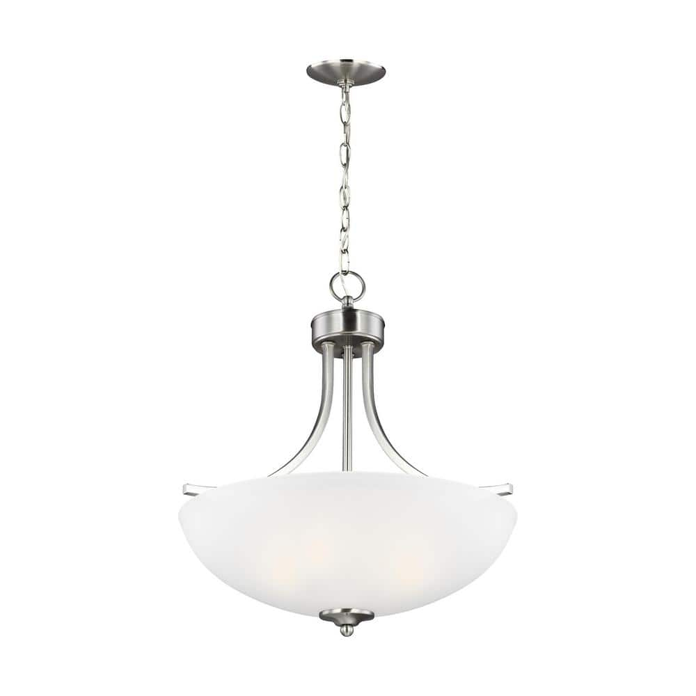 Geary 18" Brushed Nickel LED Pendant with Satin Etched Glass