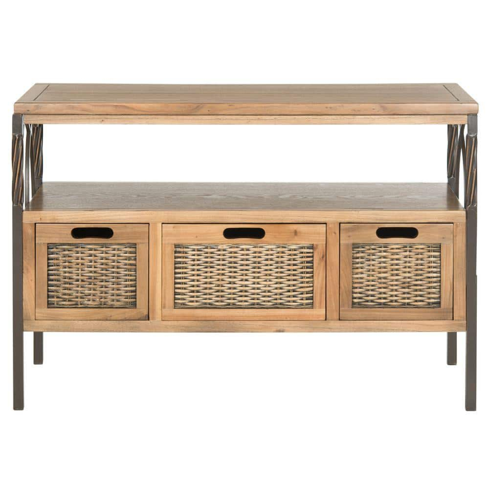 Joshua Media Console Table - Oak - Safavieh