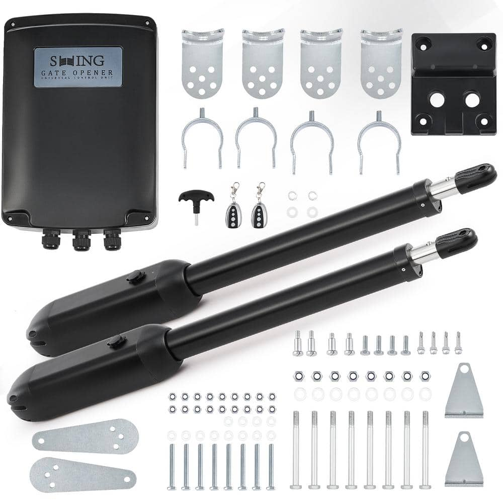 CO-Z Automatic Dual Swing Gate Opener Kit - Electric Opener for Double Gates, Up to 18ft & 660lb per Side, Remote Control & Complete System