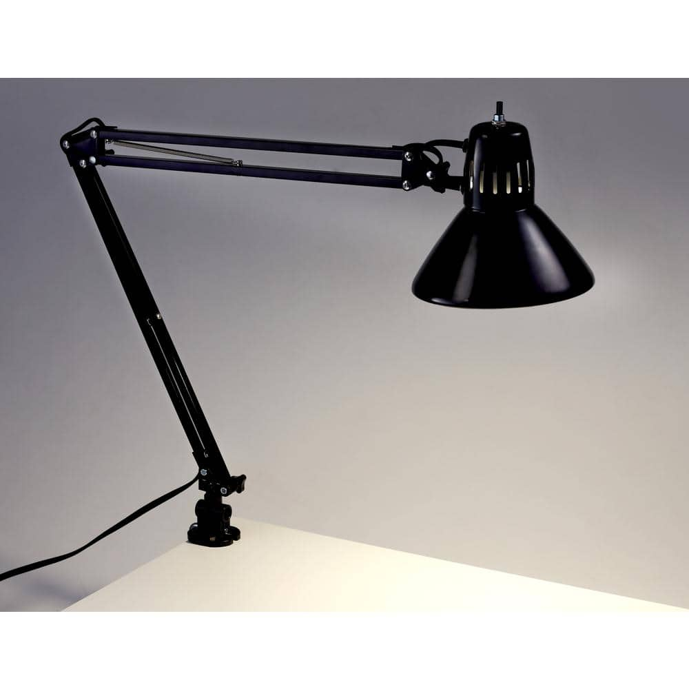 LED Swing Arm Desk Lamp with Clamp Mount, 36" Reach, Includes LED Bulb, Black (VLF100)