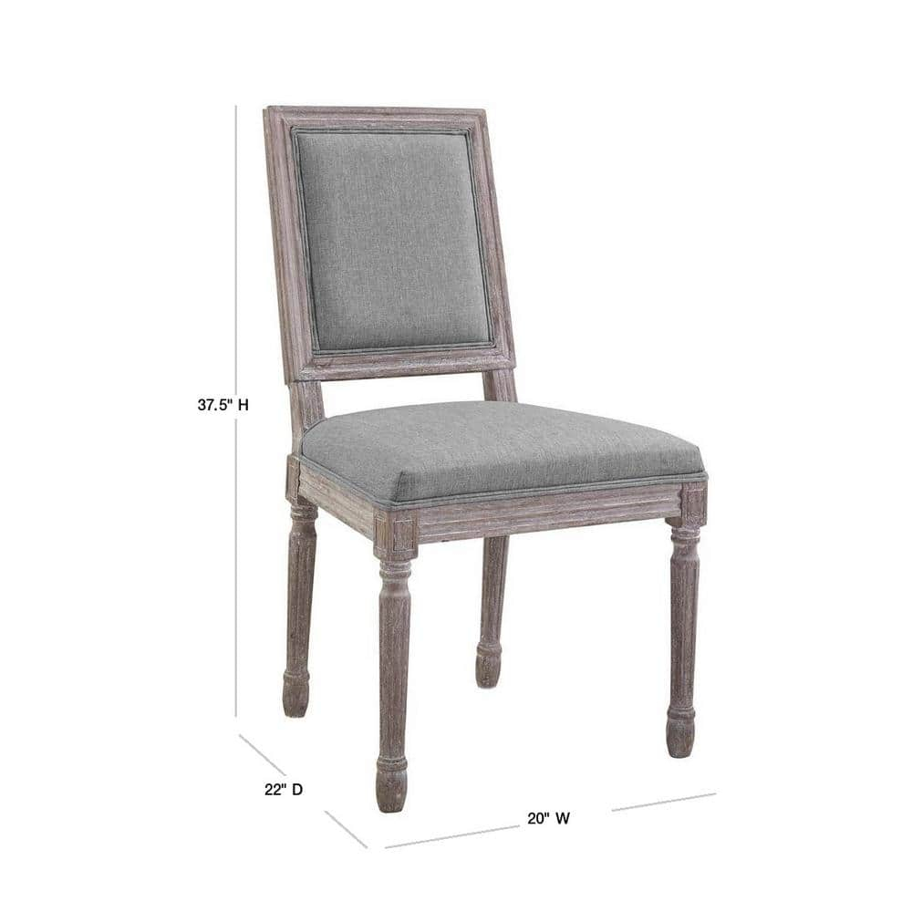 Modway Court 20" Vintage French Fabric Dining Side Chair in Light Gray