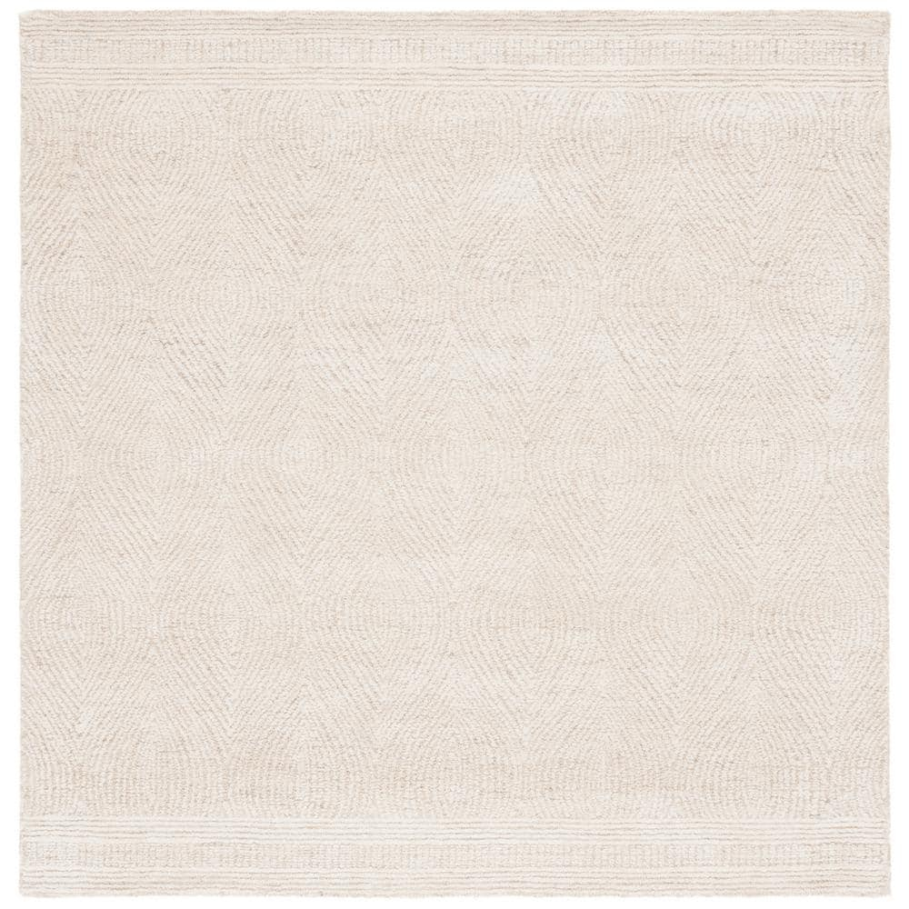 SAFAVIEH Abstract Caelestinus Ogee Wool Area Rug, Ivory/Beige, 6' x 6' Square