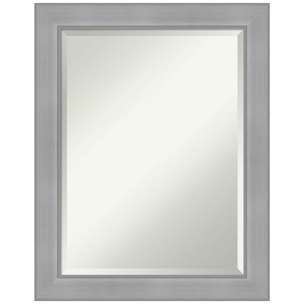 Amanti Art Beveled Bathroom Wall Mirror - Vista Brushed Nickel Frame Vista Brushed Nickel Outer Size: 22 x 28 in