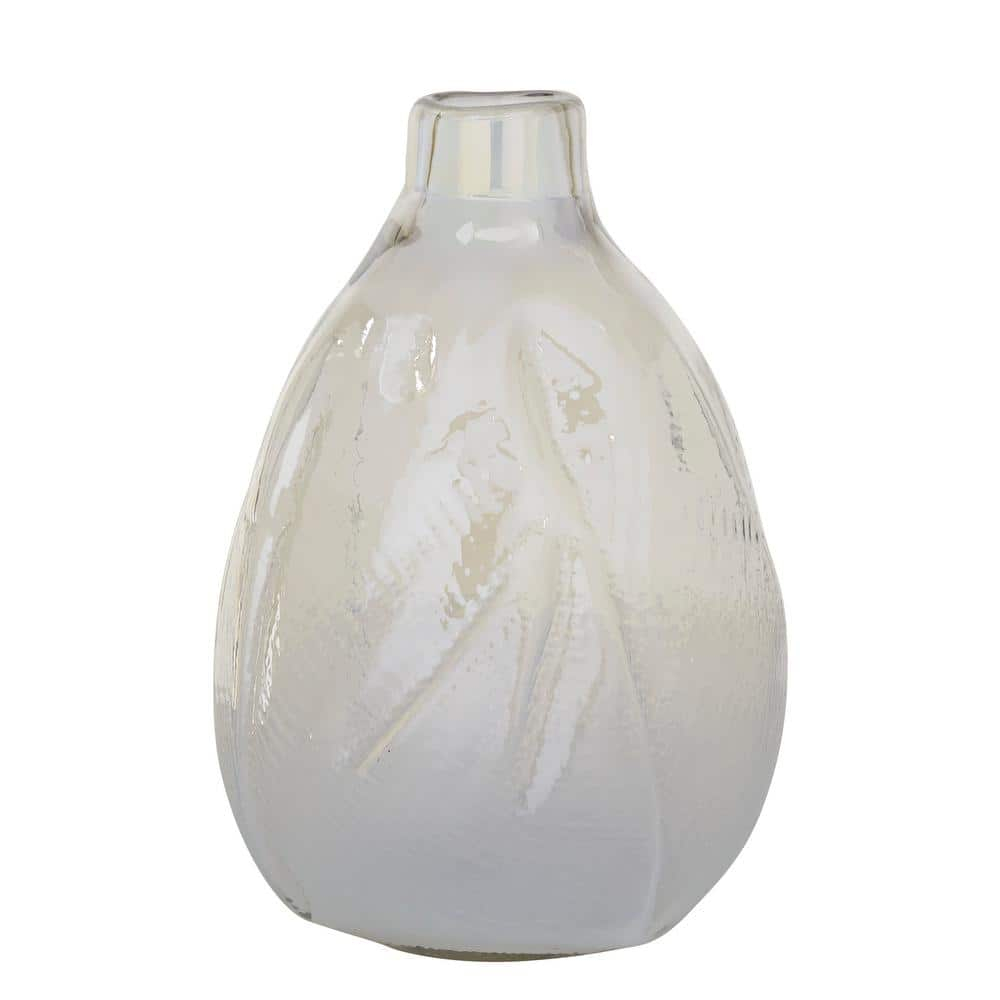 DecMode 16" Blown White Glass Vase