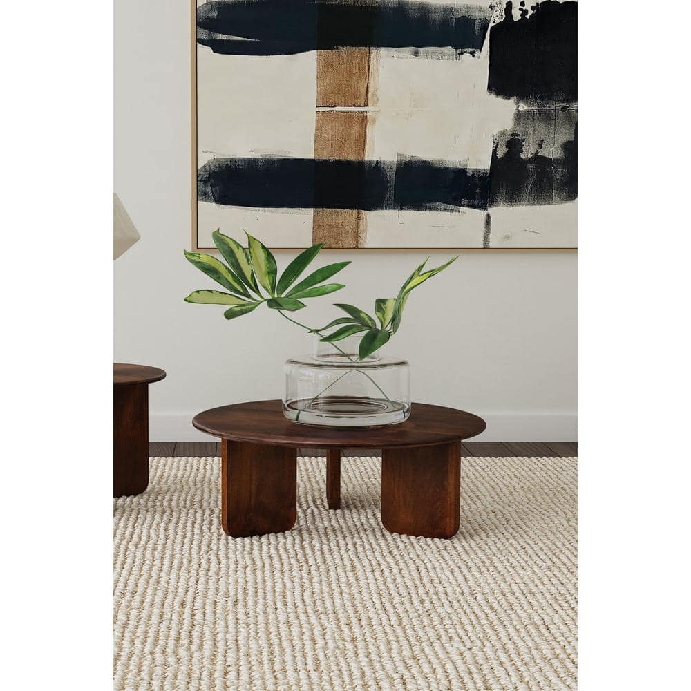 Coaster Dale Mid -Century Modern Round Solid Mango Wood Coffee Table Brown