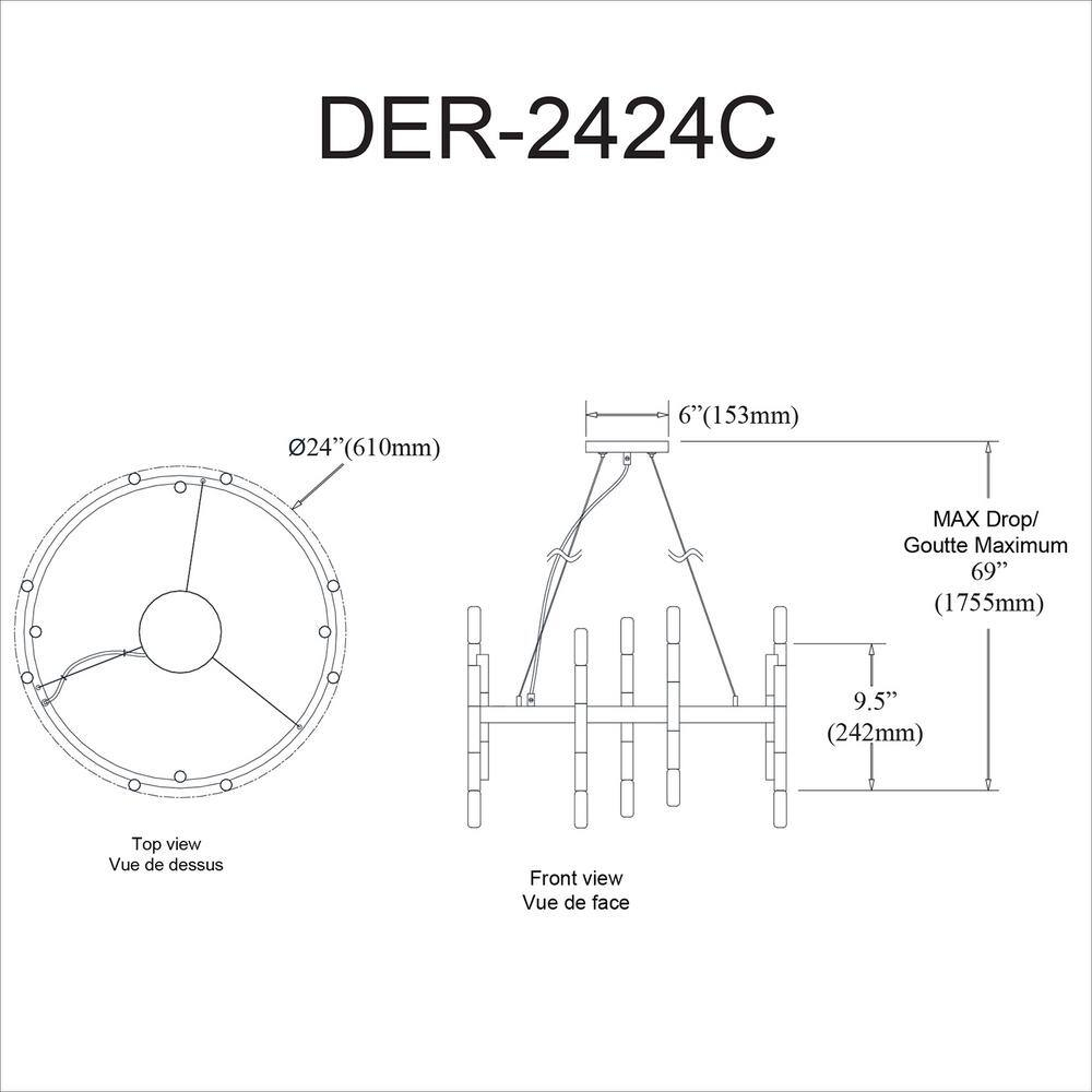 Dainolite - Derry - 24 Light Chandelier-Matte Black/Polished Chrome