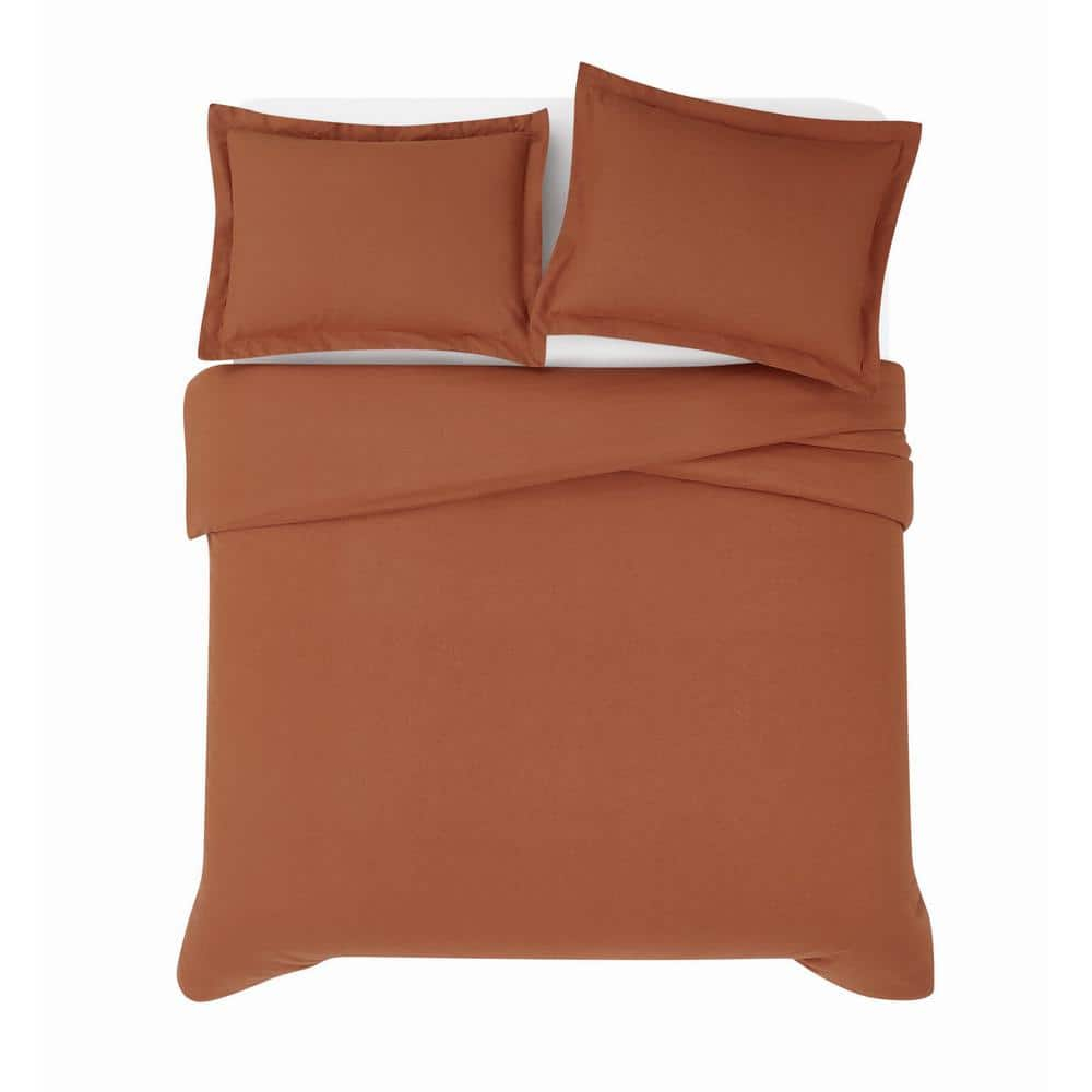 Flax Linen Rust Full/Queen Duvet Set