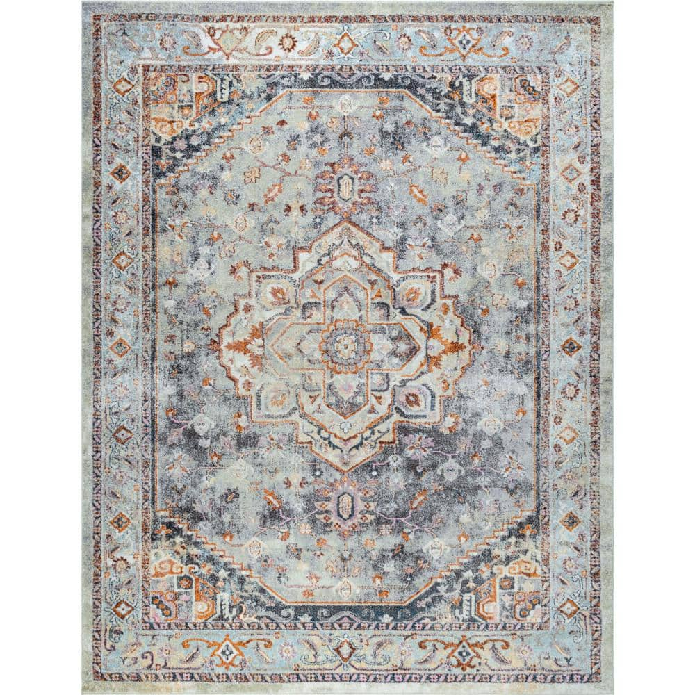 Tayse Wakefield 8 x 10 (ft) Loomed Polypropylene Gray Rectangular Indoor Area rug