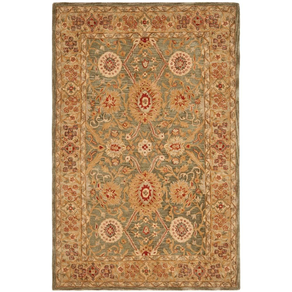 SAFAVIEH Anatolia Trinity Traditional Wool Area Rug, Sage/Ivory, 6' x 9'