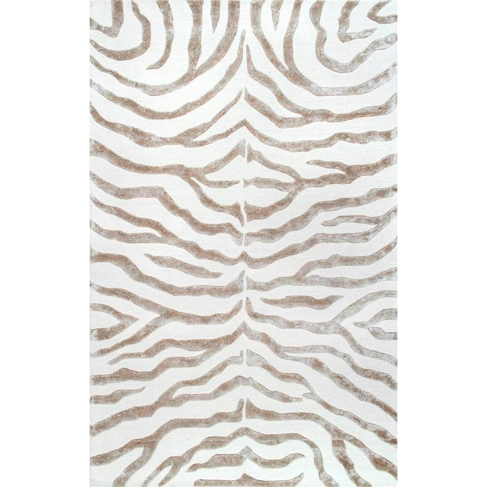 nuLOOM Zebra Hand Tufted Plush Wool Accent Rug, 3' x 5', Gray