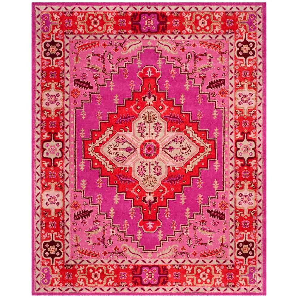 SAFAVIEH Bellagio Deacon Floral Bordered Area Rug, Red/Pink, 9' x 12'