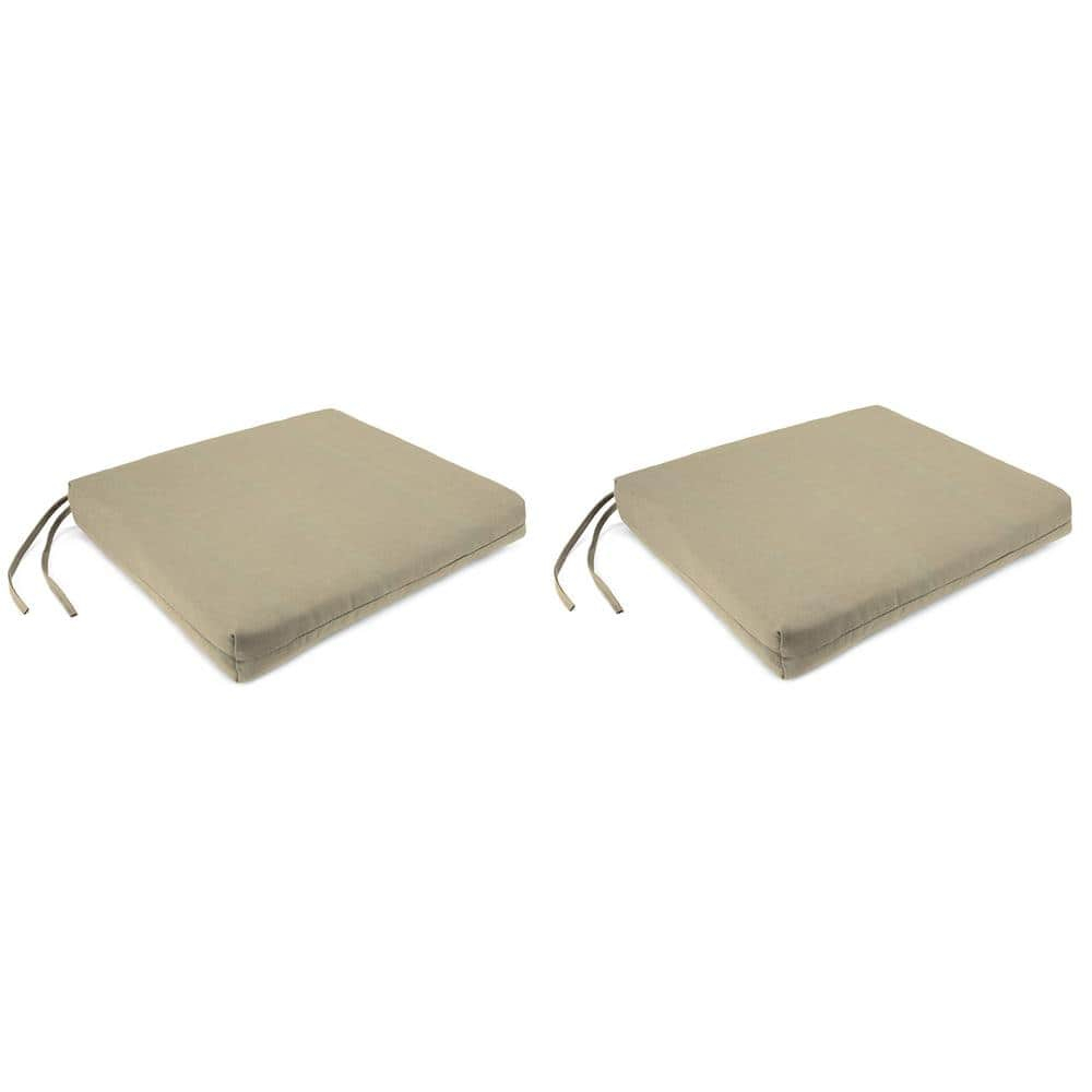 Jordan Manufacturing 17" x 19" Canvas Pebble Beige Solid Rectangular Outdoor Chair Pad Seat Cushion with Ties (2 Pack)