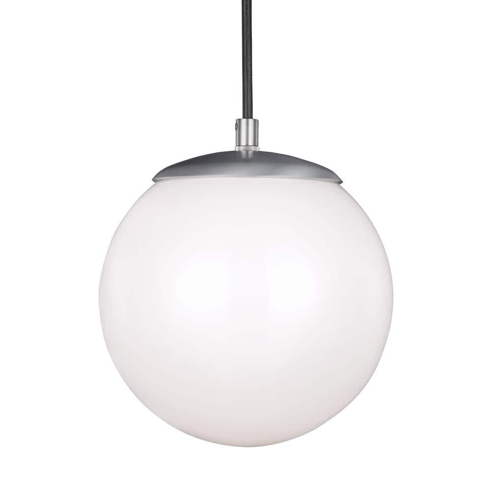Leo Satin Aluminum 8" Globe Pendant with White Glass Diffuser
