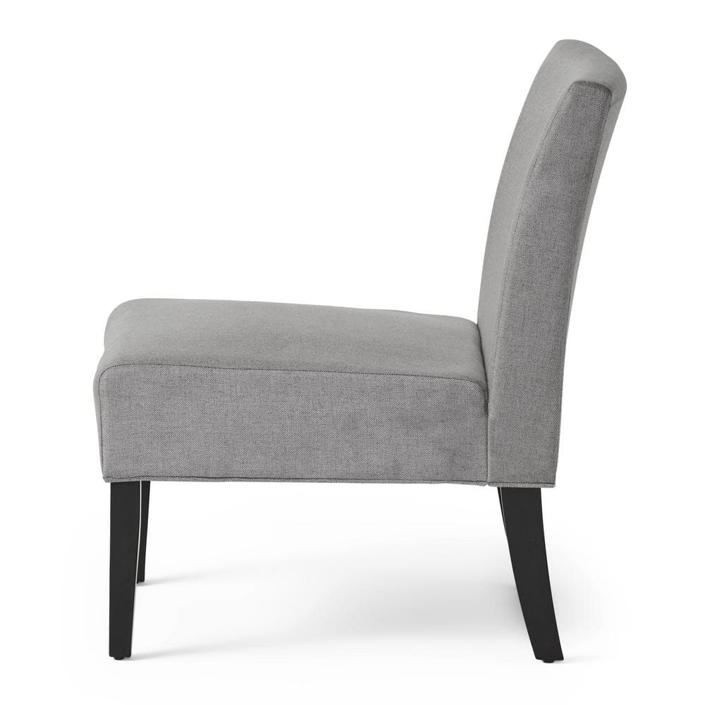 Modern Gray Fabric Armless Slipper Accent Chair with Wood Frame