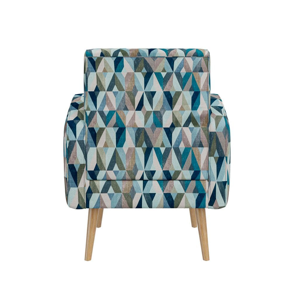 Homesvale Mindy Mid-Century Modern Living Room Armchair, Multi Blue Prism Polyester