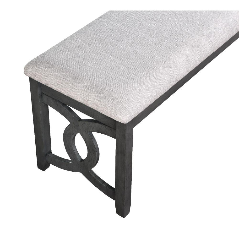 Benjara Gary 46 Inch Wood Bench, Fabric Seat, Ebony Brown