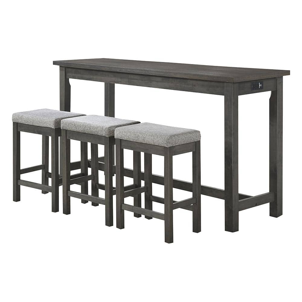 Lexicon Connected 4 Piece Wood Counter Height Dining Set in Brownish Gray
