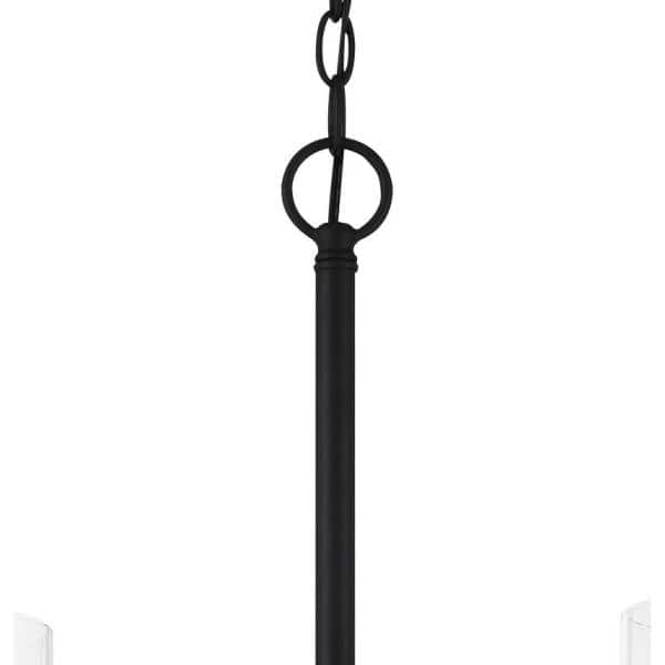 Coal Black 3-Light Glass Shade Chandelier with Clear Cylinder