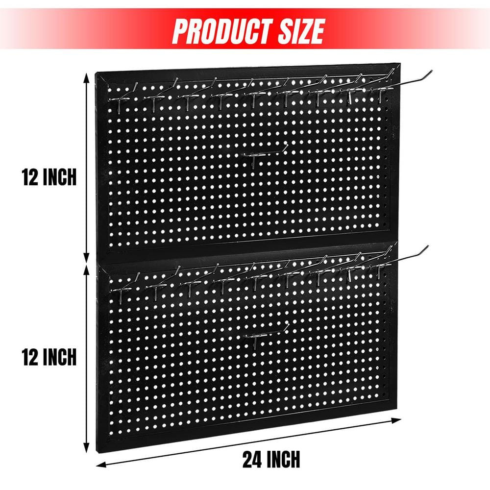 Torin 22 Piece Metal Wall Pegboard Utility Tool Storage System: Modular Pegboard Organizer Board Kit for Optimal Tool Organization in Garage, Workbench, Shop, Shed (Black)