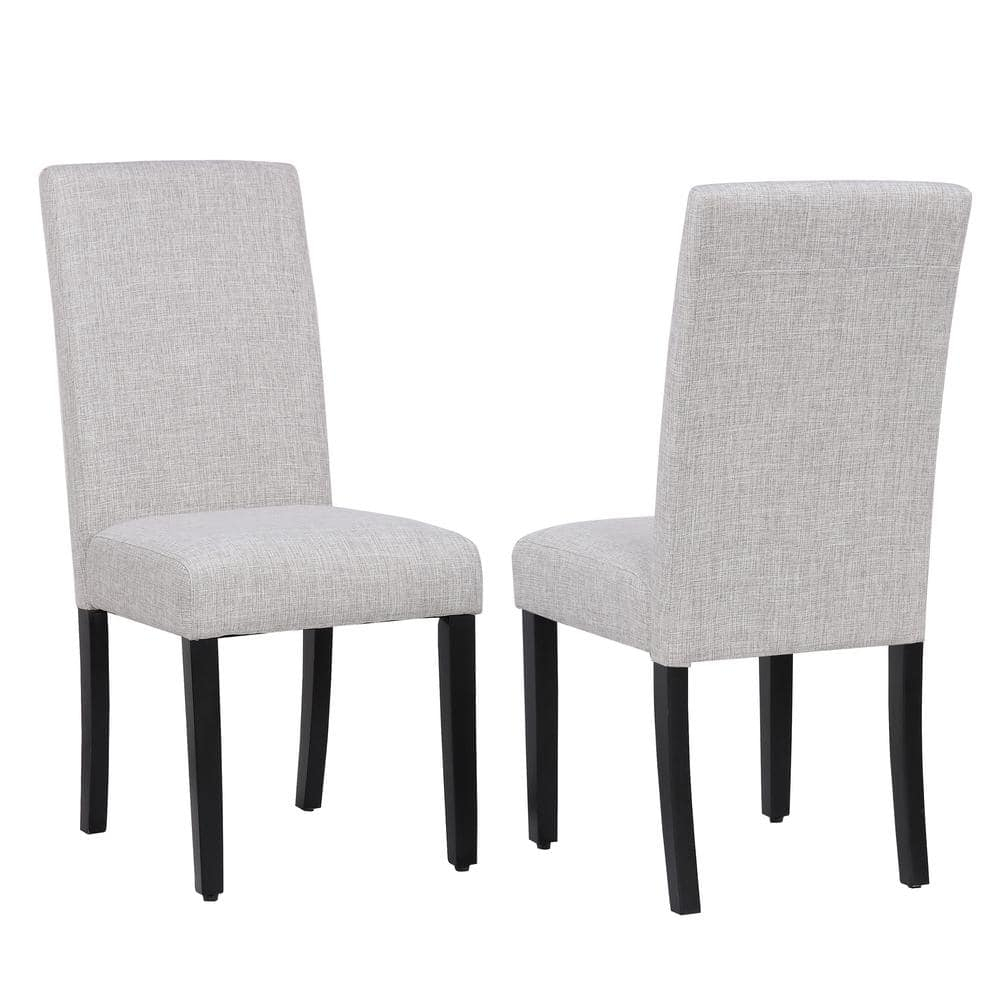Polytrends Grandview Upholstered Linen Fabric Dining Chair (Set of 2) Light Gray Modern & Contemporary, Traditional