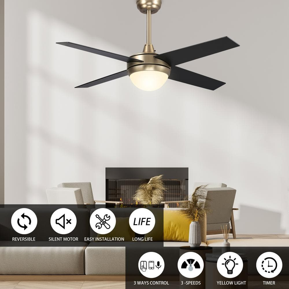 SMAAIR 48" Gold Ceiling Fan with Light and Wall Control for Smart Home