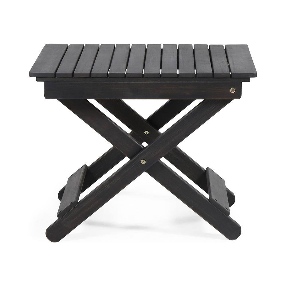 Side Table, Folding Wooden End Table, Outdoor Sode Table for Garden, 15"D x 22.75"W x 18.25"H , Dark Gray